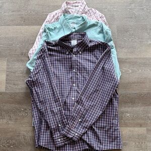 Brooks Brothers Plaid and Solid Shirt Trio